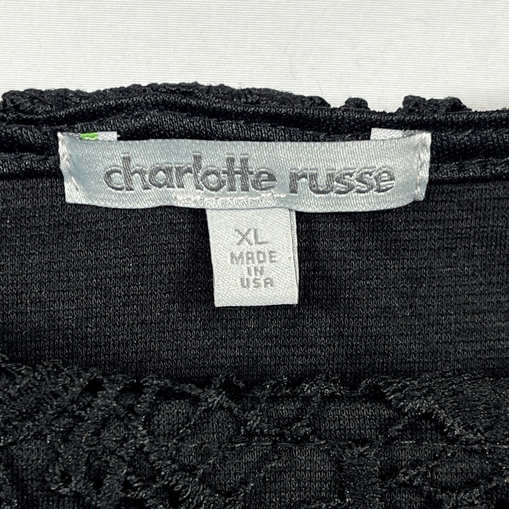 Charlotte Russe Womens Sleeveless Lace Crop Top Sz XL Black Boho Festival Hippie - Picture 5 of 9